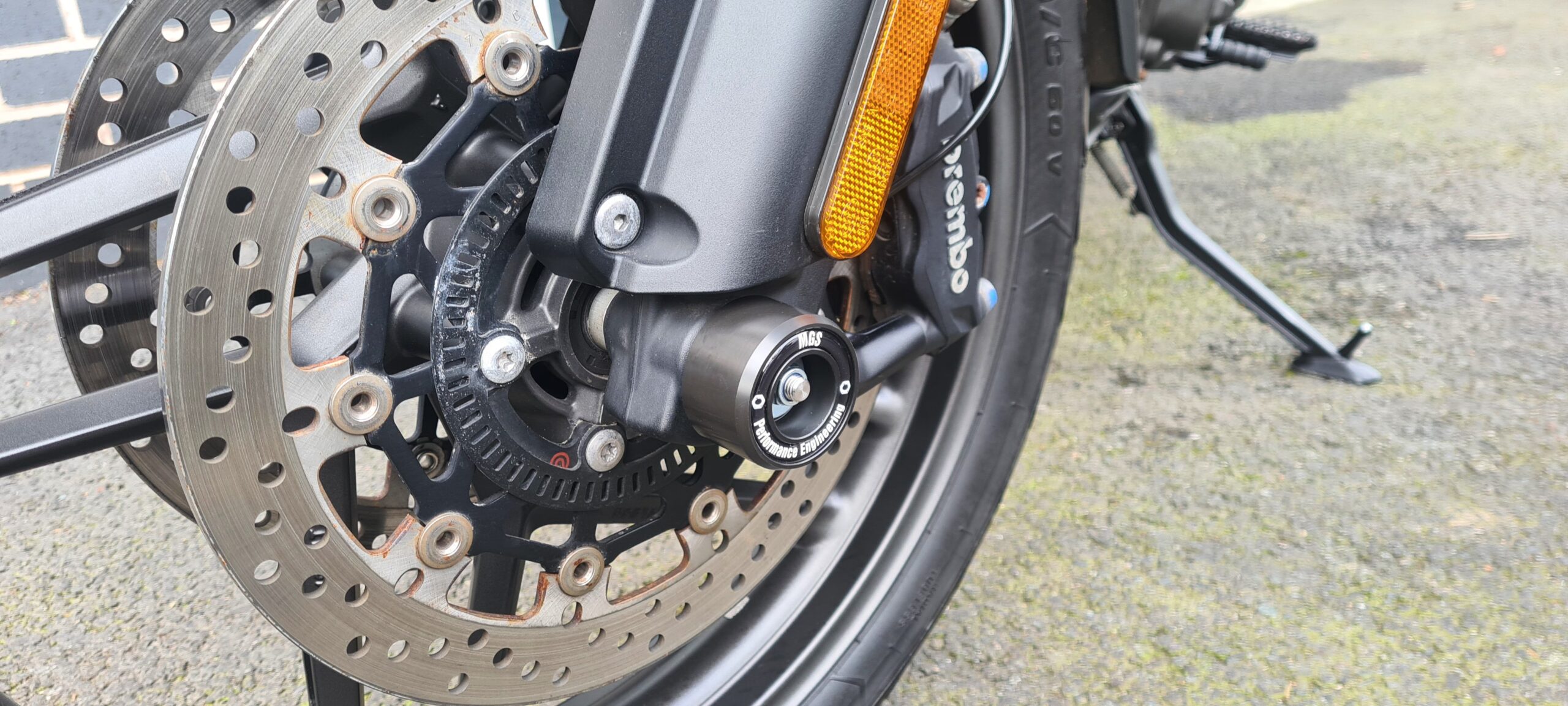 Triumph Tiger 1200 2016 - 2026 Fork Spindle Bobbins 3 MGS Performance Engineering Motorcycle Crash Protection